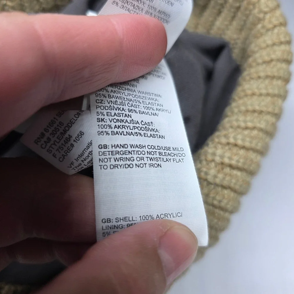 The North Face Heritage Beanie Hat Tan Ribbed Knit Cuffed OS F751464